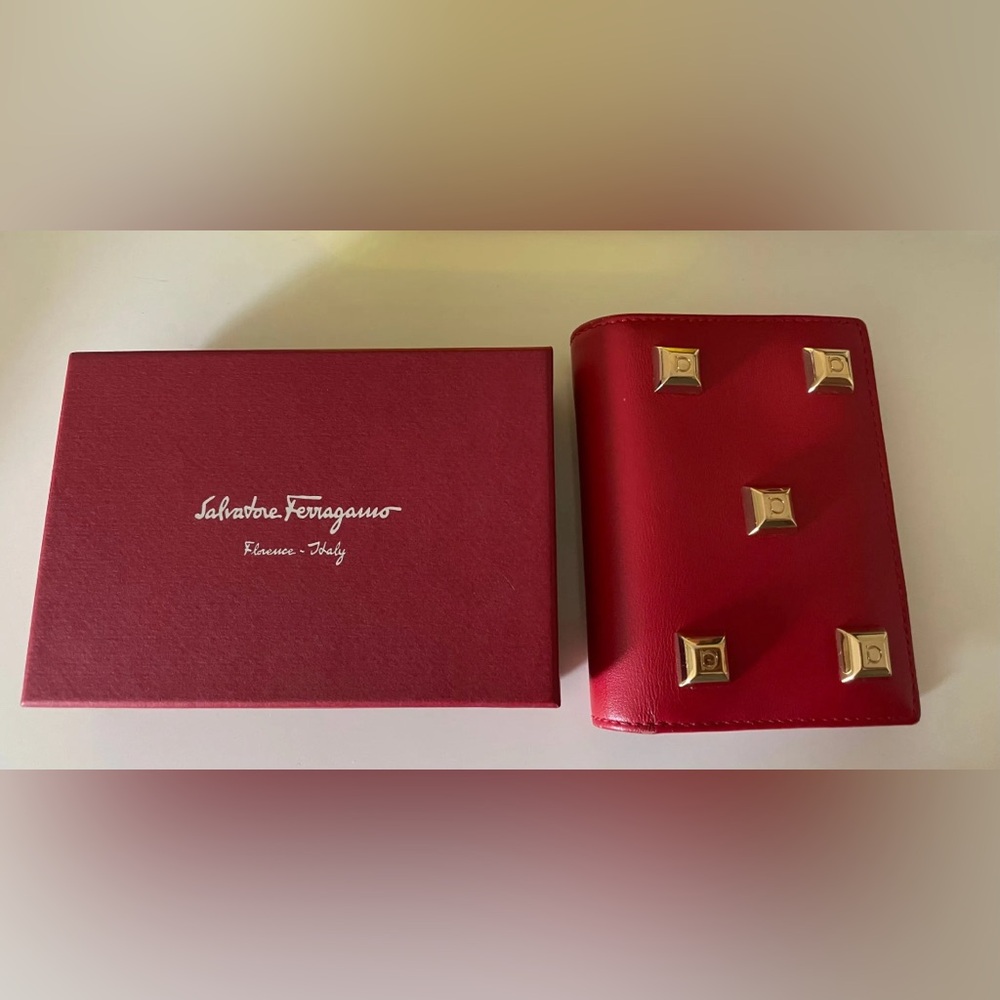 Salvatore Ferregamo Red Card Case with Box